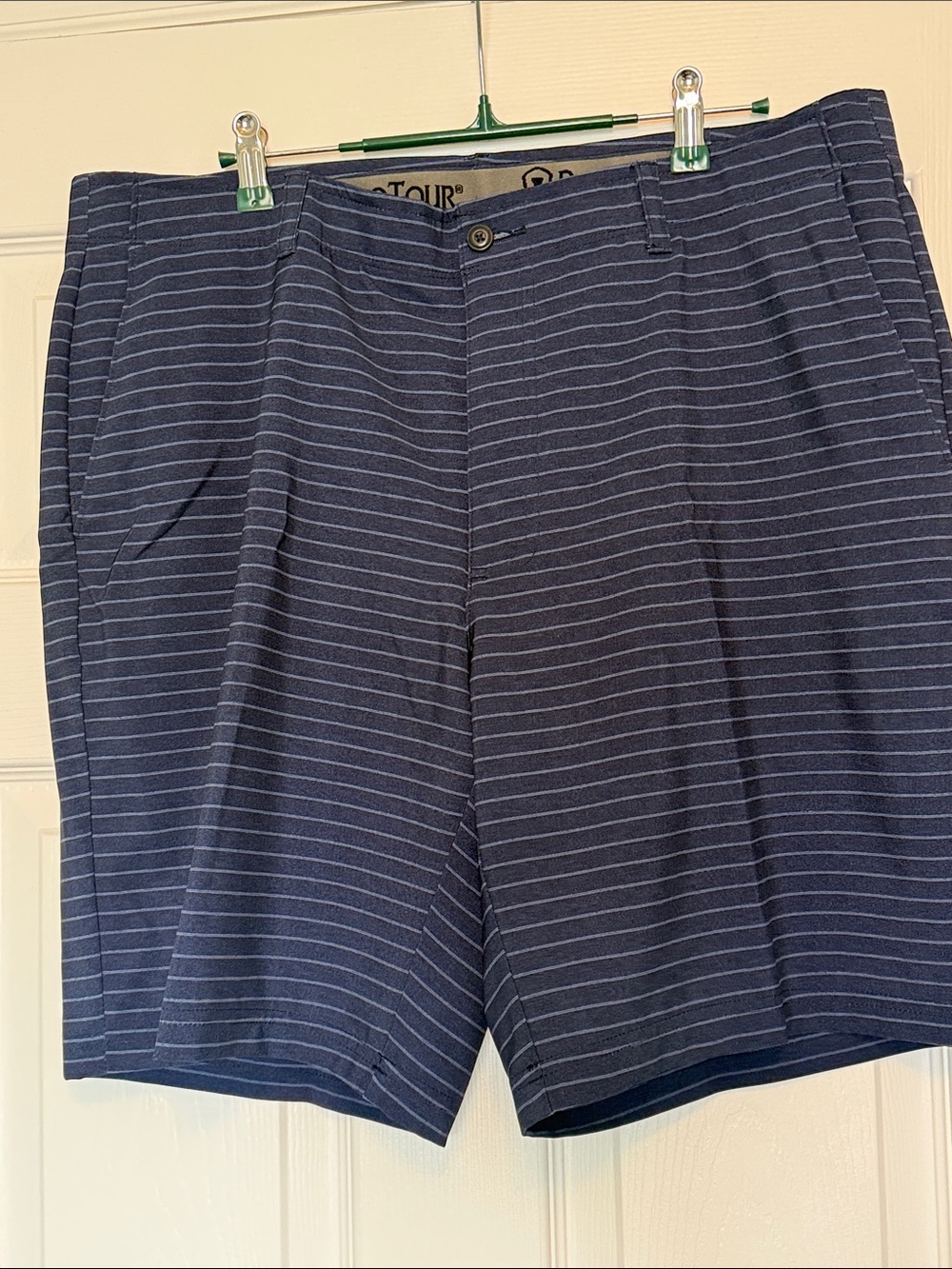 Pro Tour Men’s Blue Striped Golf Shorts Size 38 Performance Stretch